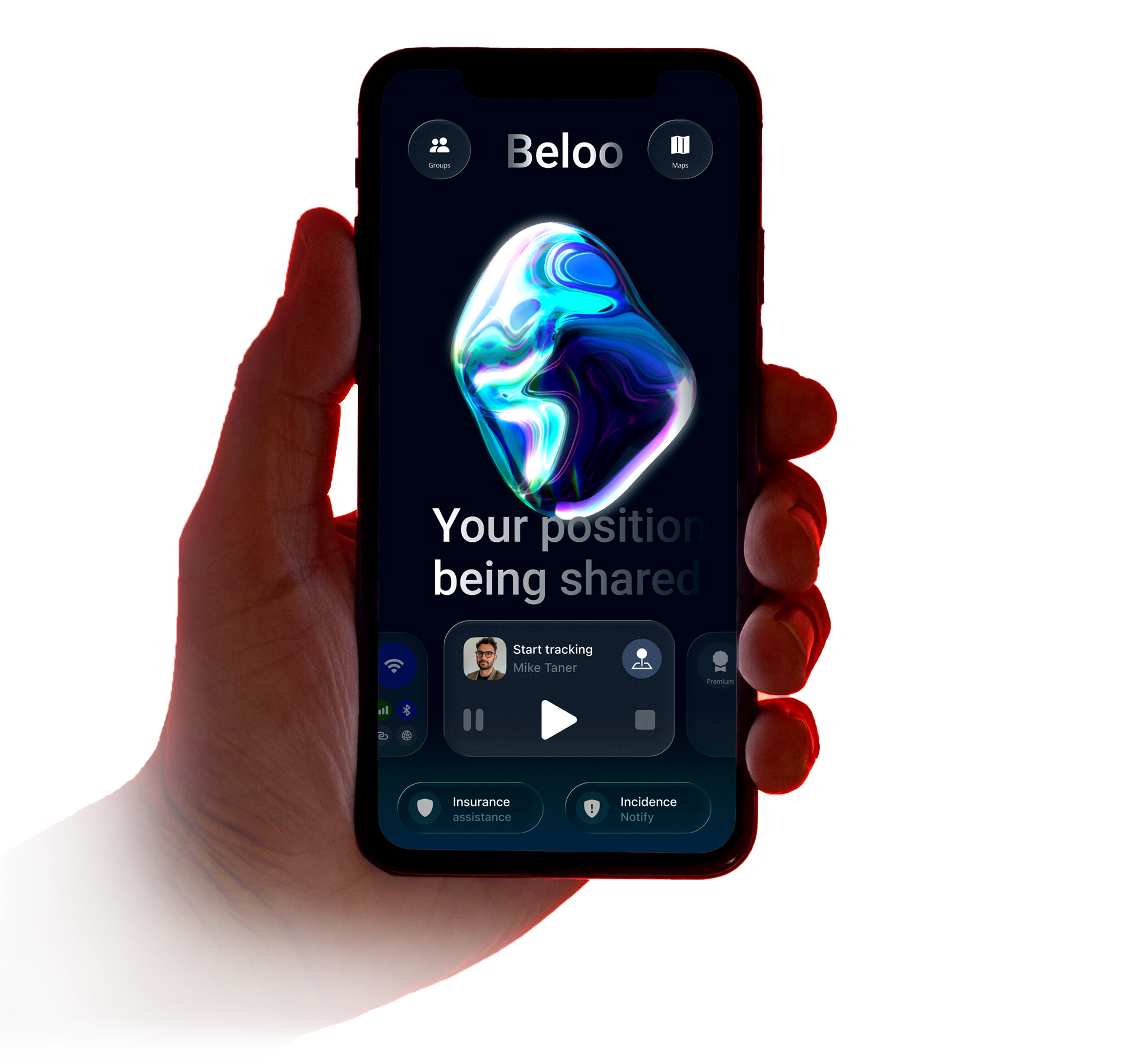 Beloo app, cyclist tracking and hands-free group communication