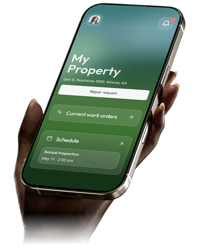 Housing Help app, My Property screen showing repair requests and scheduled inspections