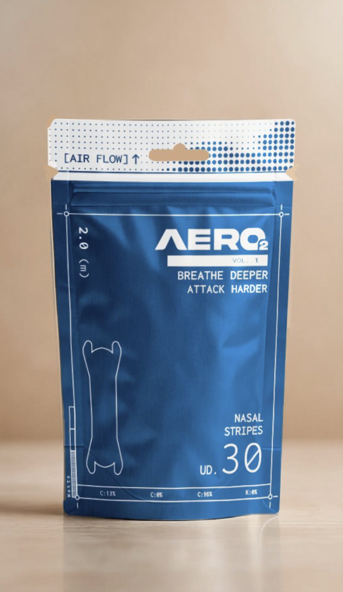AERO2 packaging, R2 Cobalt Blue colorway, front of stand-up pouch