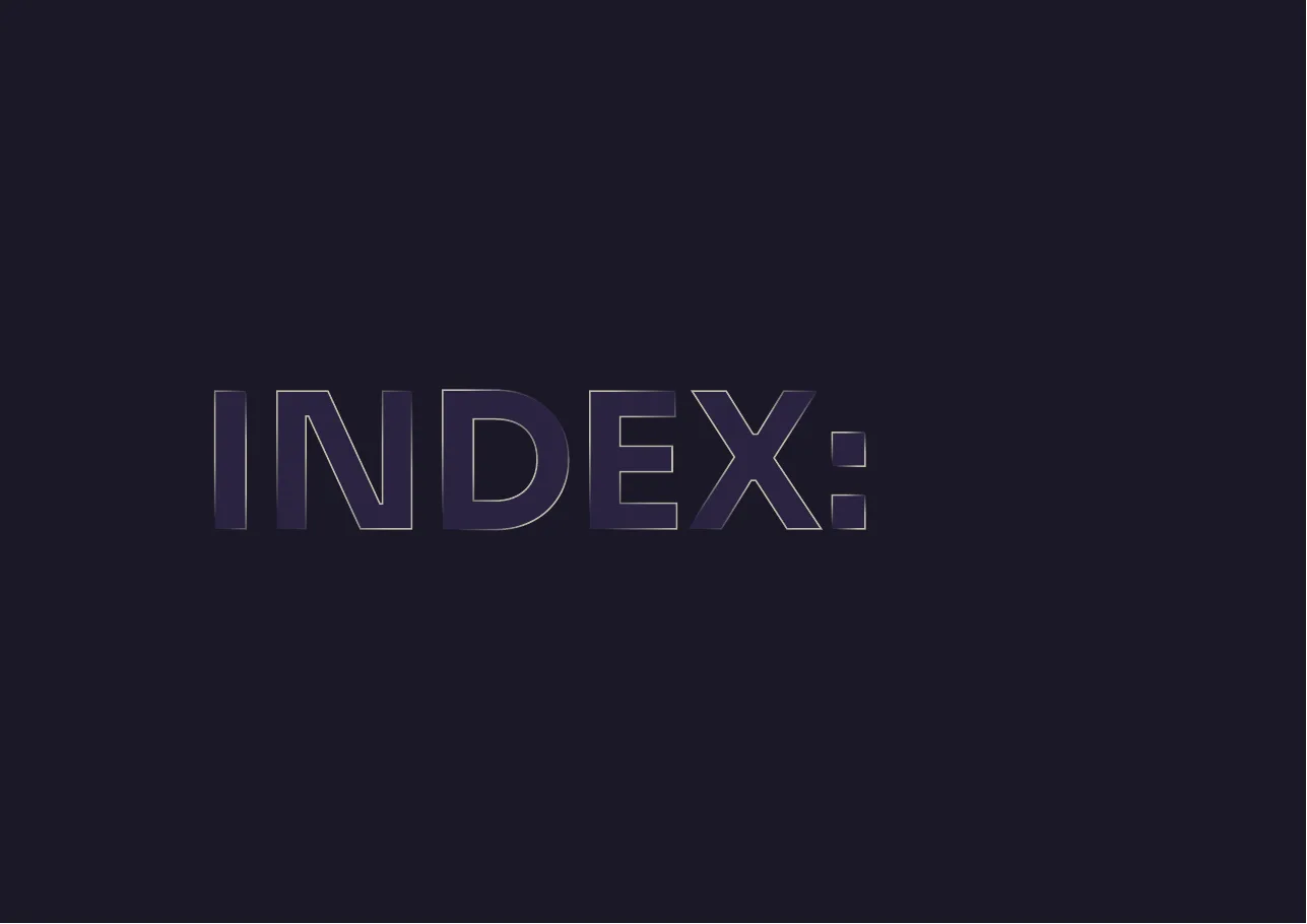 Section divider on deep navy reading INDEX: