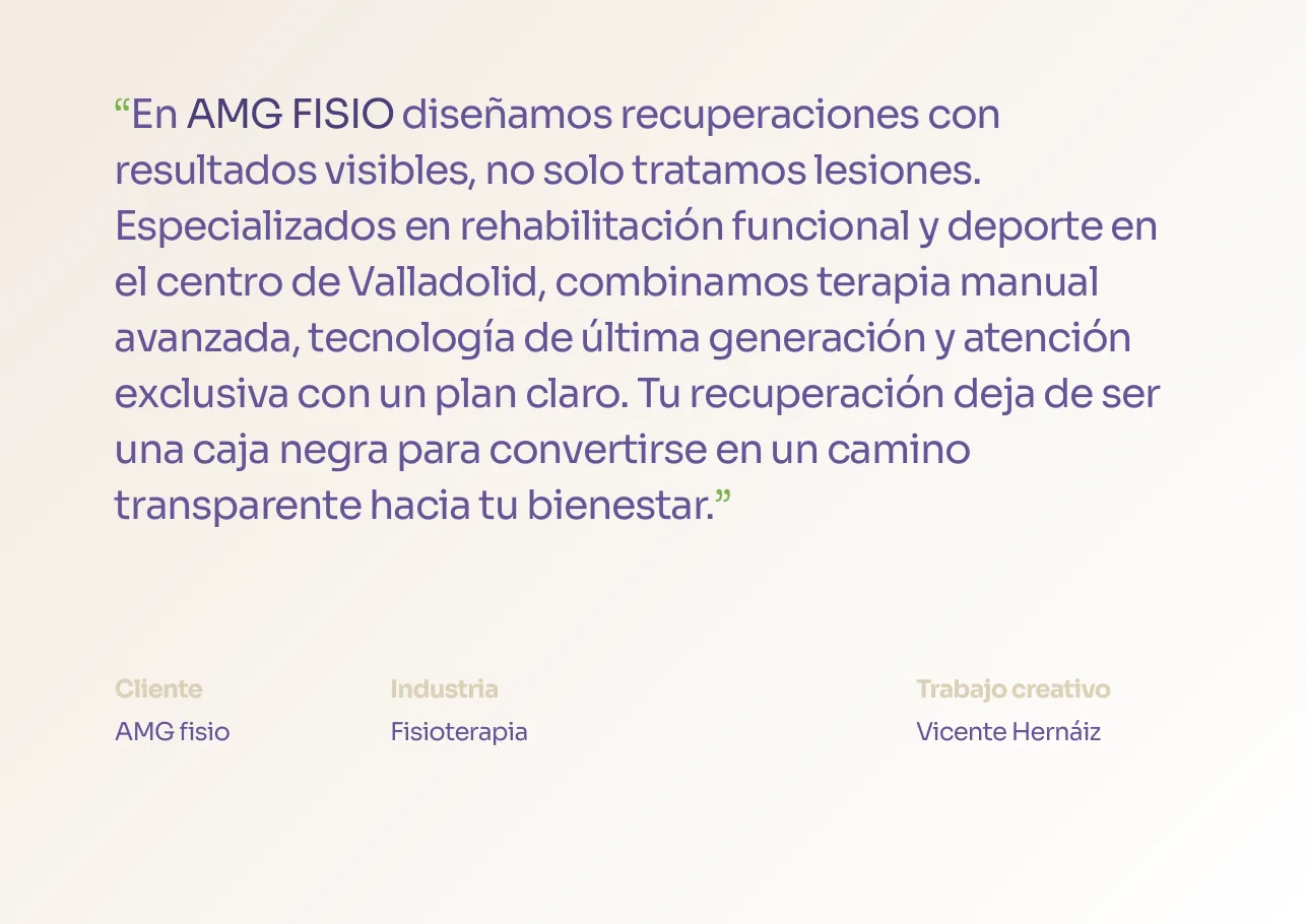 Positioning statement in Spanish on cream, with the client, industry and creative credit listed underneath