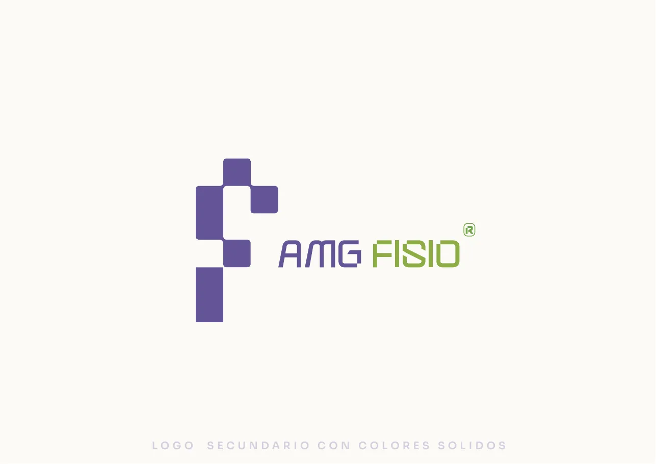 Secondary logo in flat solid colours on cream, captioned LOGO SECUNDARIO CON COLORES SOLIDOS