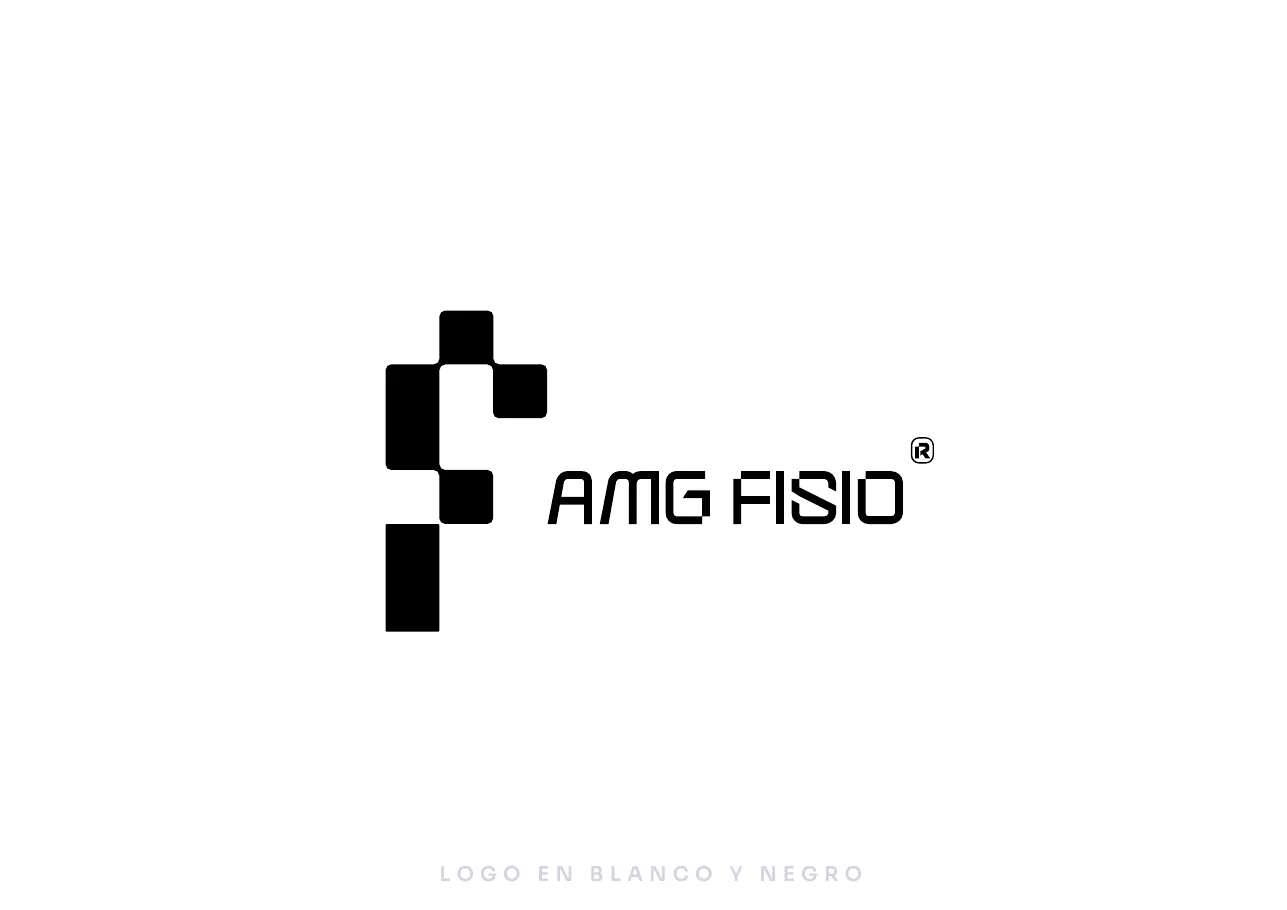 One-colour black version of the logo on white, captioned LOGO EN BLANCO Y NEGRO