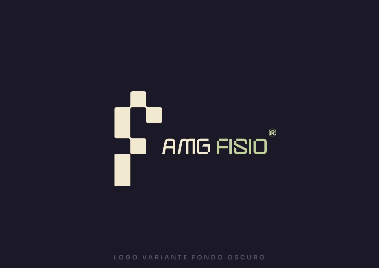 Cream and green logo on a dark navy background, captioned LOGO VARIANTE FONDO OSCURO