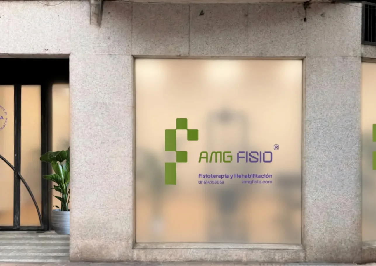Storefront application, the built version: green isotype and green and purple wordmark on frosted glass