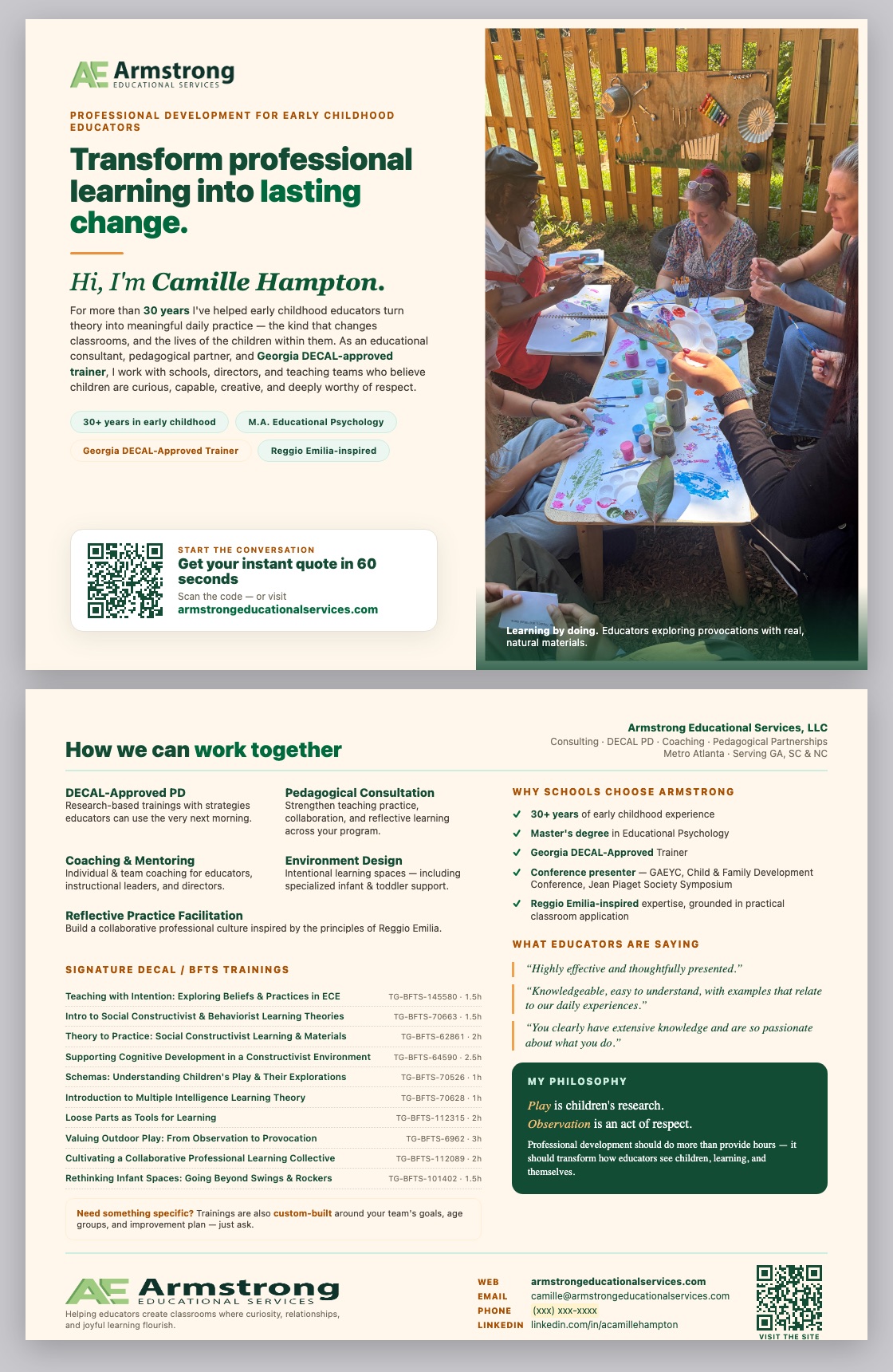 Armstrong Educational Services flyer, editorial direction