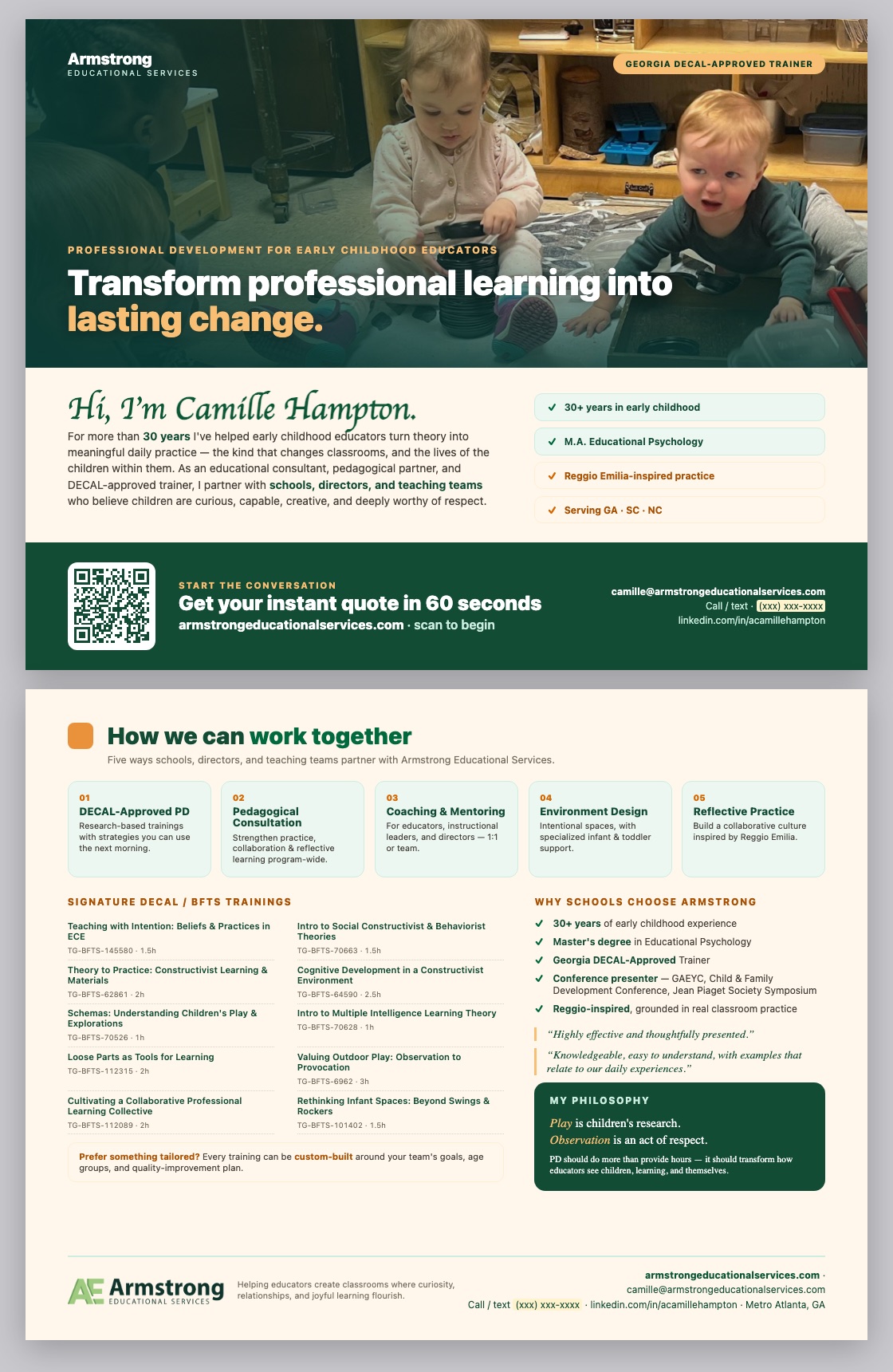 Armstrong Educational Services flyer, poster direction