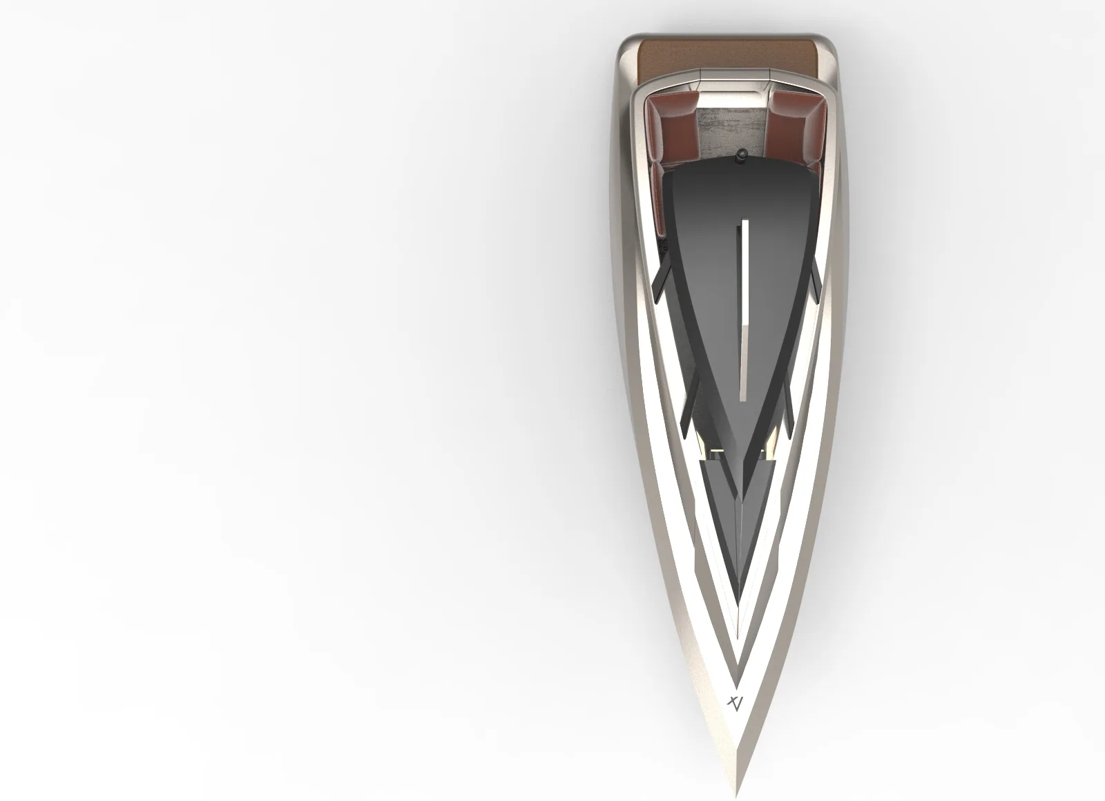 Top view of the yacht on white