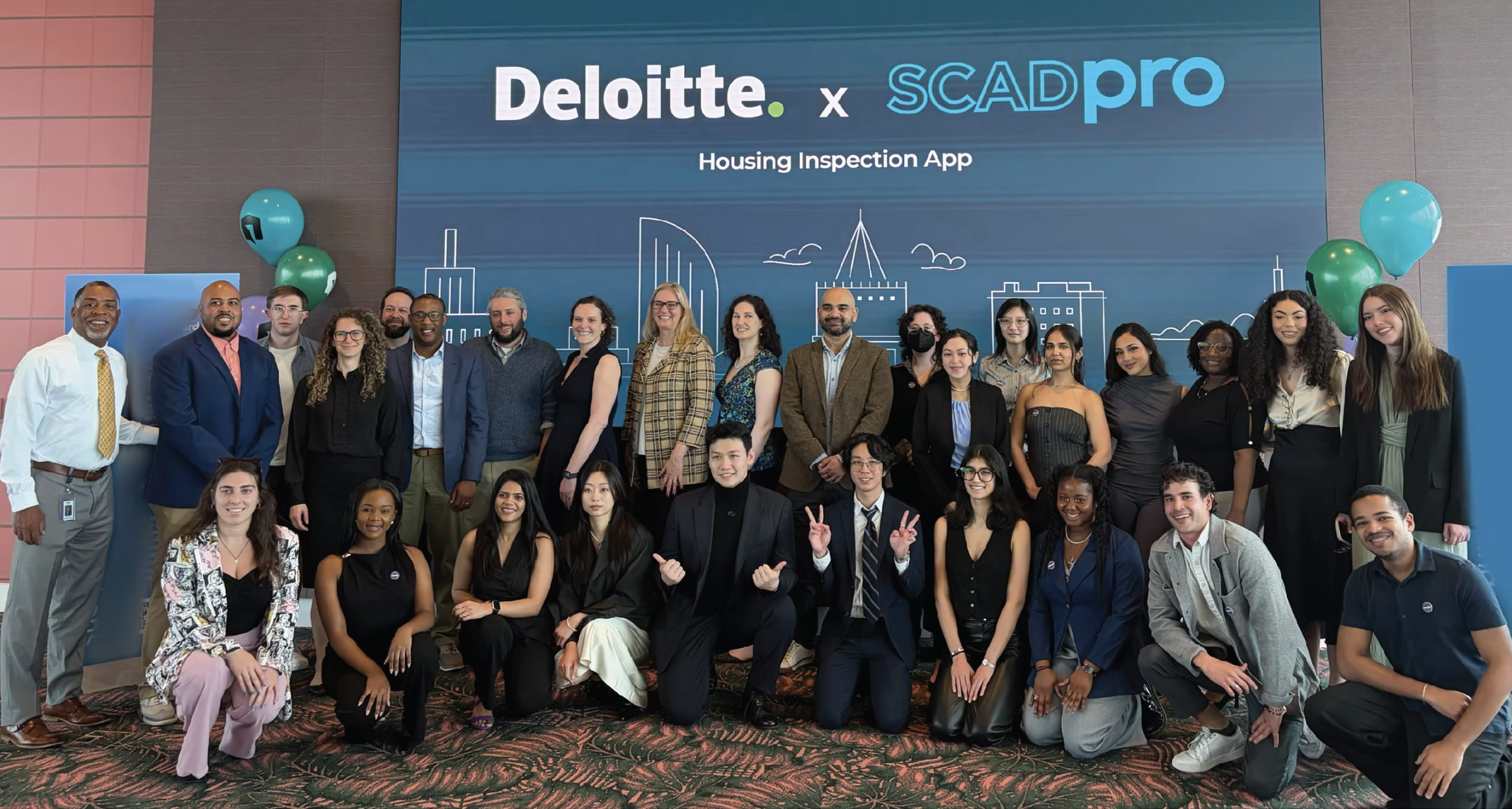 Deloitte × SCADpro team at the Housing Help final presentation event
