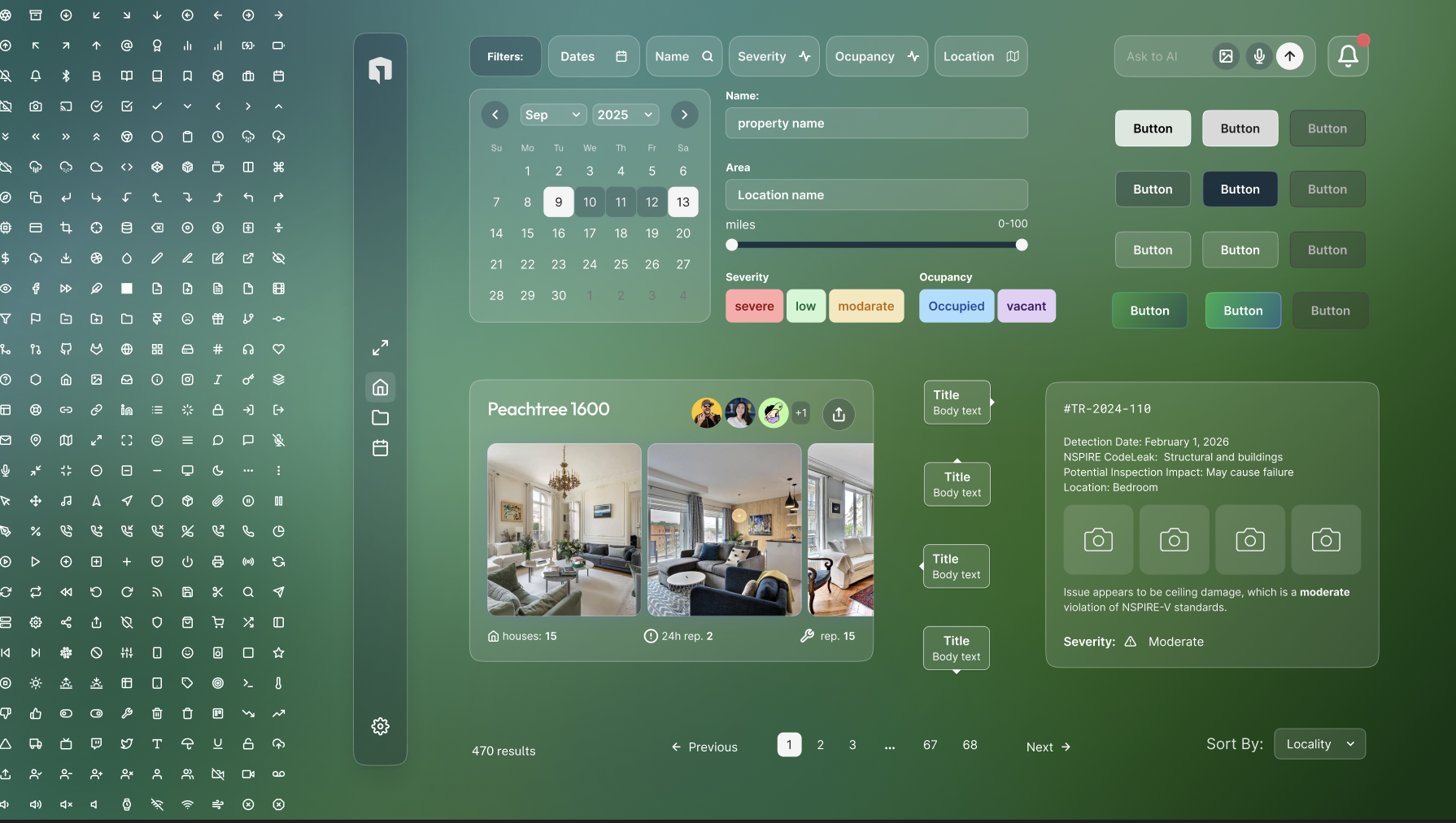 Housing Help design system stylesheet, component library, buttons, inputs, cards, and interaction states