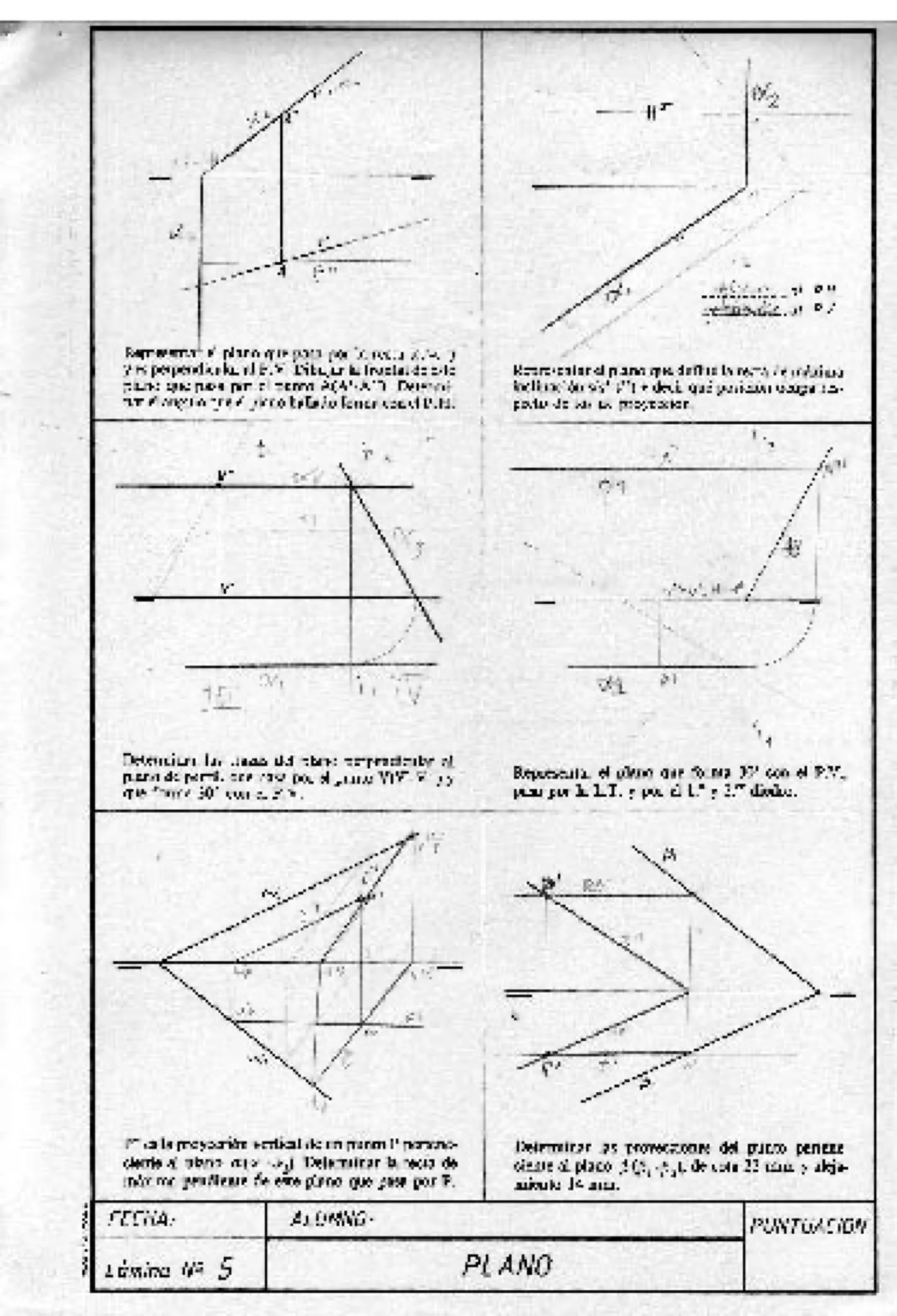 Dihedral system plate on planes: six exercises with traces and fold-over lines