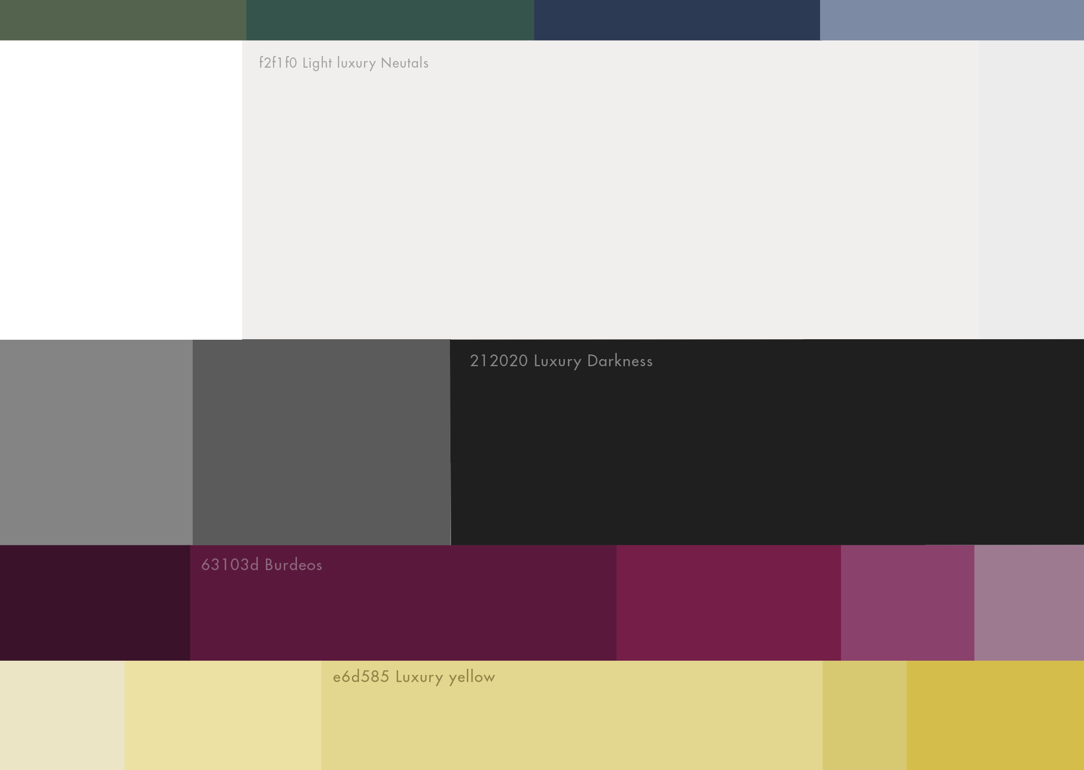 VELOQUE colour system, primary palette and drop colourways