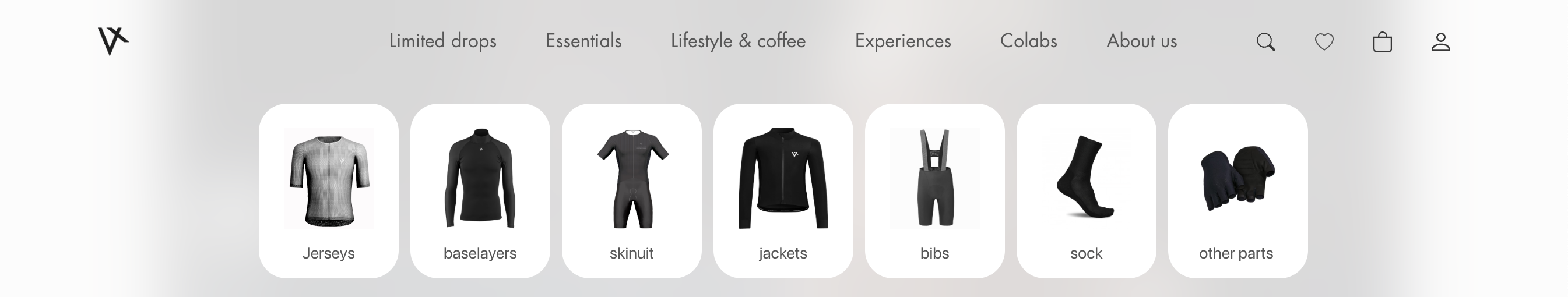 VELOQUE expanded navbar — finite curated preview