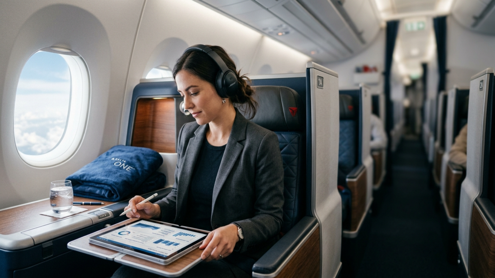 Business traveler flying Delta