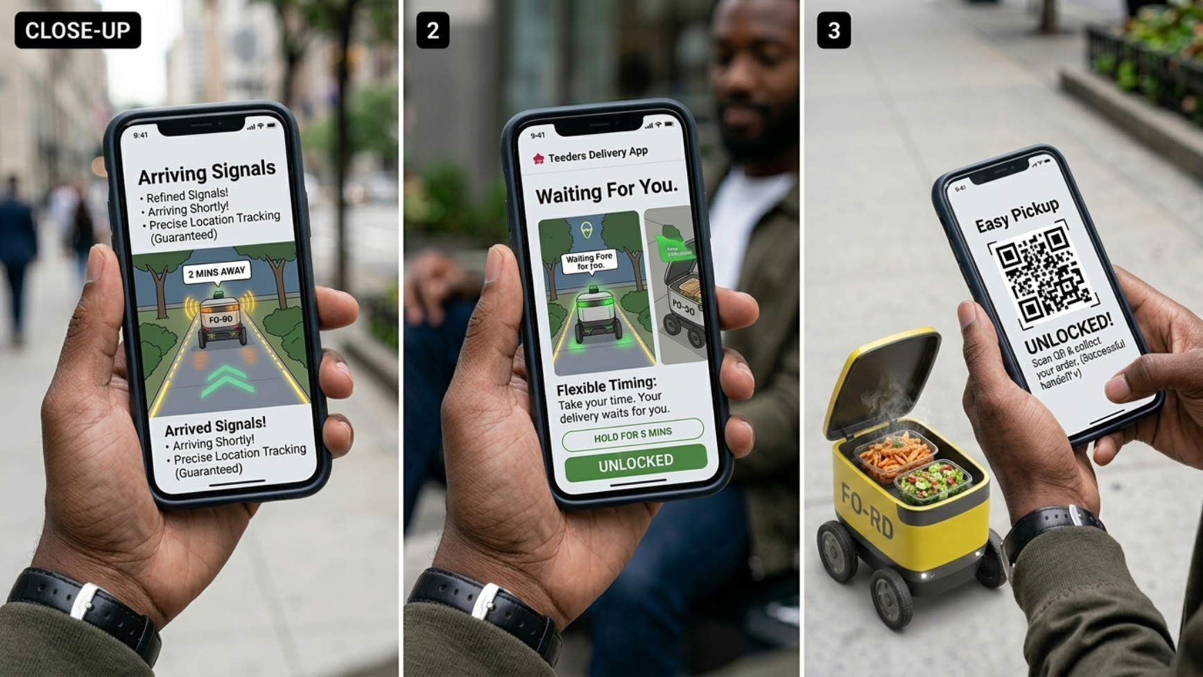 User unlocking the delivery robot on arrival